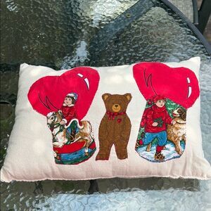 Handmade Vintage Heart and Bear Pillow